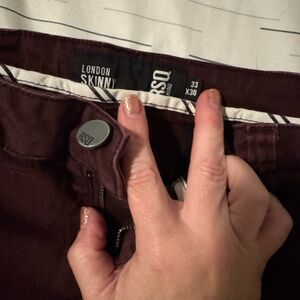 RSQ London Skinny Men's Chinos - maroon